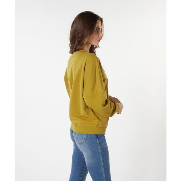 NWT ESQUALO ILLUSION Olive & Gold Embroidered Crewneck Sweater - Picture 6 of 10